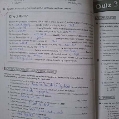 Burlington B1 test book used, marked on first 4 pages
