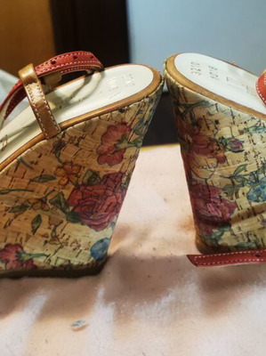 Italian colorful summer platform sandals, like new, heel height 12 cm
