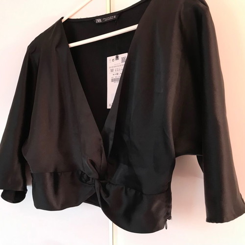 Satin black evening blouse Zara new, size M/38/10