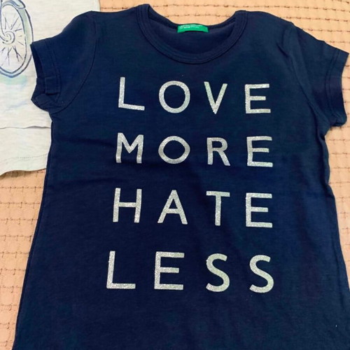 Benetton girls' t-shirt set like new, size 3-4 years, 2 pieces