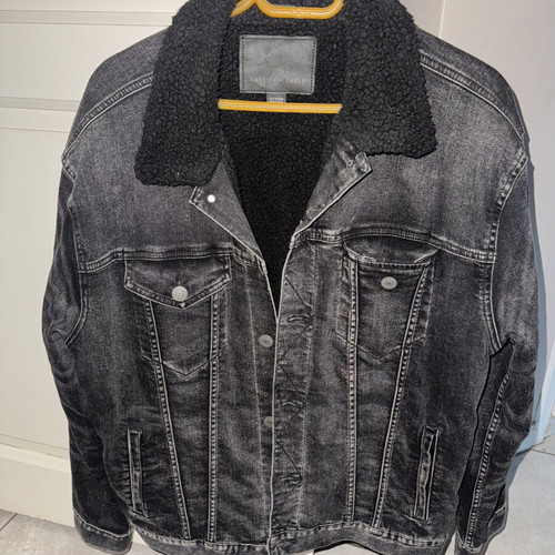 American Eagle Sherpa Denim Jacket size XL like new black washed