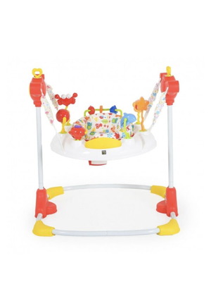 Jumperoo used with activity center and musical tray