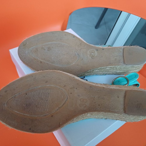 Viguera women's summer espadrille platform peep toe shoes used, mint