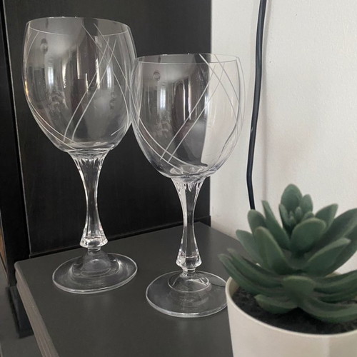 Crystal wine glasses like new, set of 24, hand-engraved