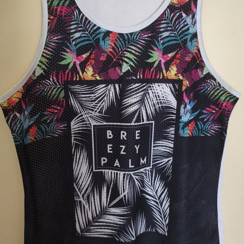 Men's colorful sleeveless shirt used, size L