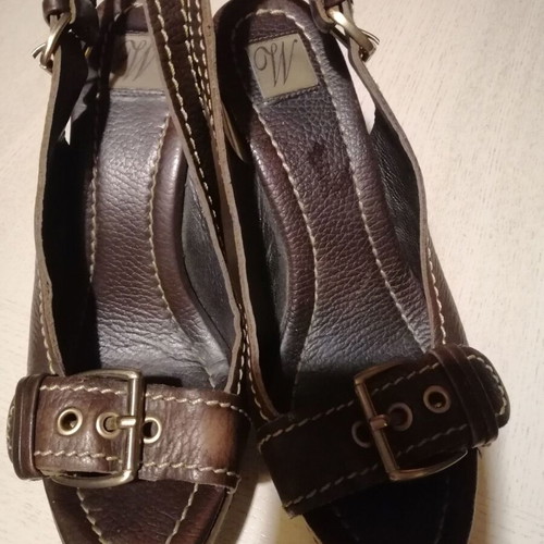 Zara platform shoes genuine leather used, brown, size 38