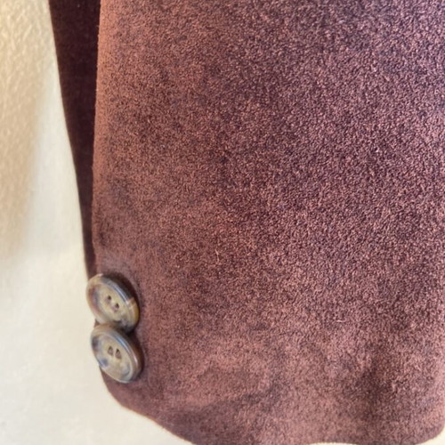 Suede jacket men's vintage 1980s Vera Pelle used, size S, brown
