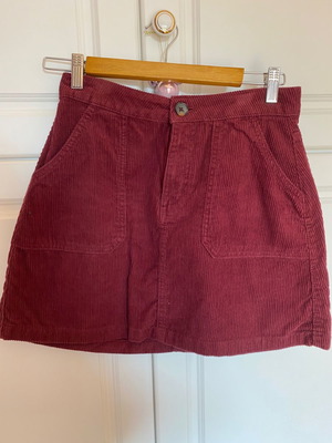 Corduroy skirt used, burgundy, size 38 EU