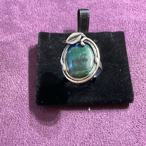 Silver women's ring used with azurite and malachite