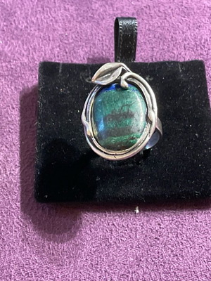 Silver women's ring used with azurite and malachite