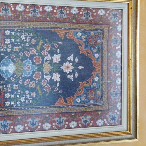Handmade framed embroidery 43x87 cm used