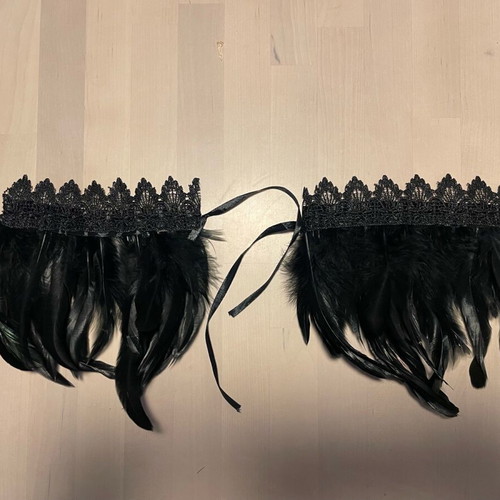 Two bracelets with black feathers and lace new