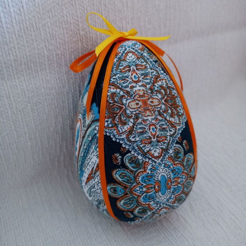 Decorative egg blue paisley used, Easter decor