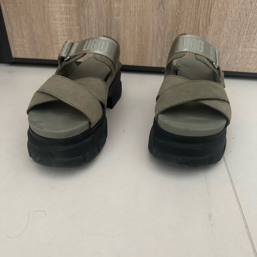 Ugg Australia platform sandals, khaki green and black, size 38.5