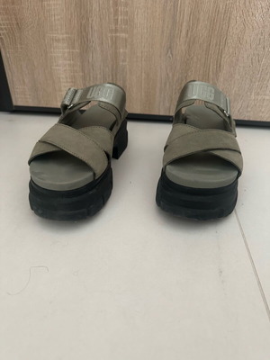 Ugg Australia platform sandals, khaki green and black, size 38.5