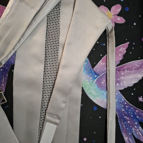 Bugatchi Men's Cummerbund and Neck Accessory Set satin silver, like new