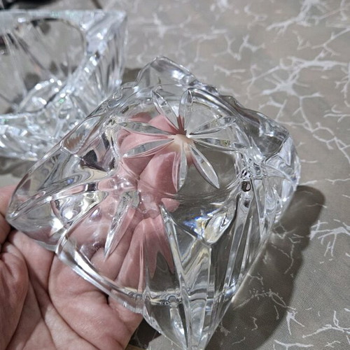 Crystal ashtrays set like new with classic cut design