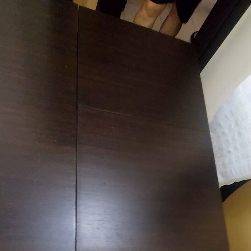 Extendable dining table, wenge finish, artificial oak