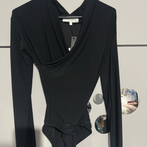 Bodysuit with V-neck black, new, size XS Pull & Bear