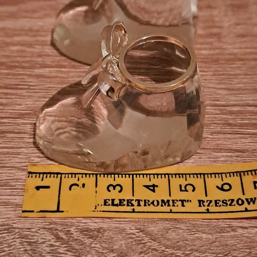 Crystal shoes like new, set of two with steel bow
