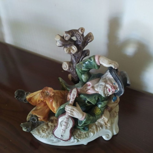 Antique table decoration elderly gentleman faience like new