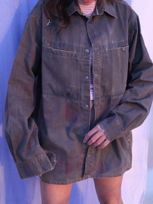 Denim-style shirt new hand-dyed size L