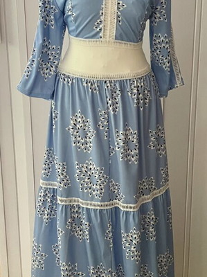 Boho set top and maxi skirt like new, blue and turquoise