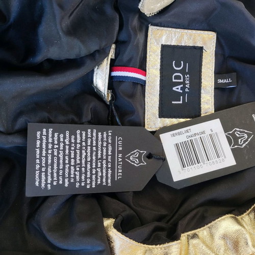 Gold leather jacket new, size small