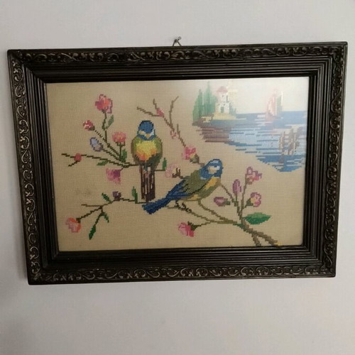 Embroidered painting like new, size 35x25