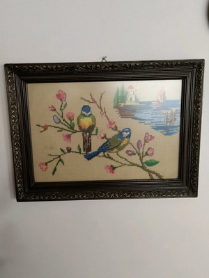 Embroidered painting like new, size 35x25