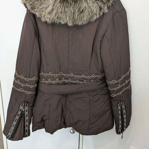 Brown jacket with fur collar Lucifair like new, size XL
