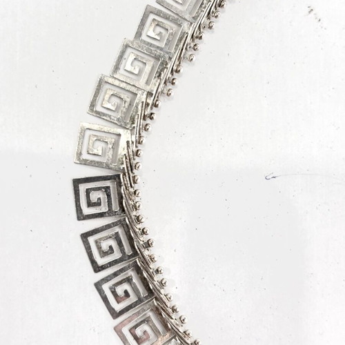 Silver Ancient Greek Necklace with Meanders used