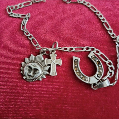925 Silver Necklace with 3 Pendants used