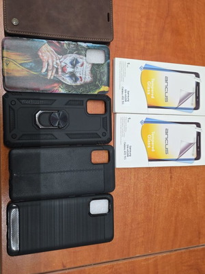 Θήκες Samsung Galaxy A51 και τζαμάκια μεταχειρισμένα σε άριστη κατάσταση, σετ 7 τεμαχίων