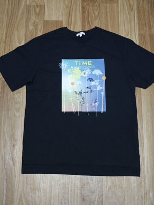 S.Oliver women's T-shirt black with artistic TIME print like new