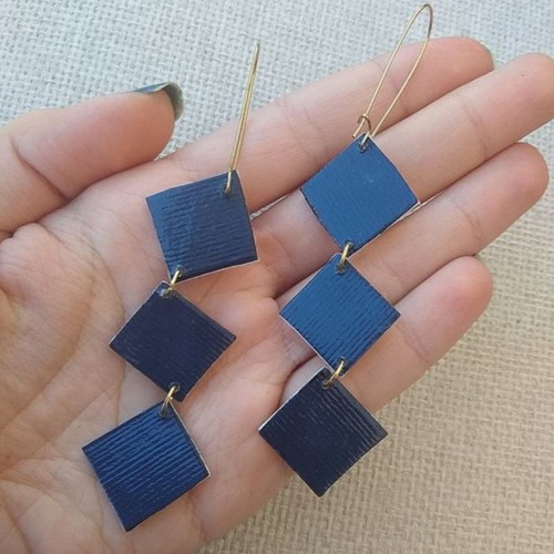 Earrings double-sided rhombus new handmade from recycled paper