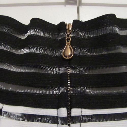 De Deo mini skirt black and white striped party semi-transparent new