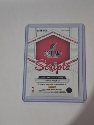 Jabari Walker Scripts autograph card