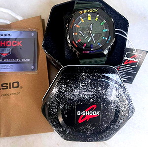 casio caiOAK GA-2100 green rainbow
