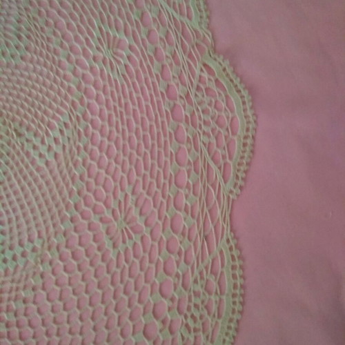 Small crochet round tablecloth beige, new, 59 cm diameter