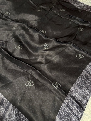 Guess scarf 100% silk 90x90cm black with grey logo like new