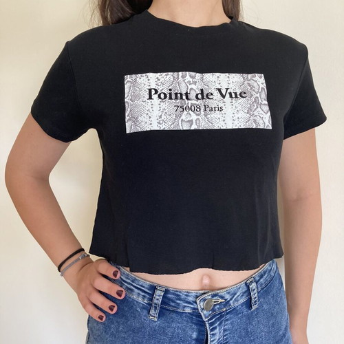 Point De Vue Paris short sleeve blouse like new, black