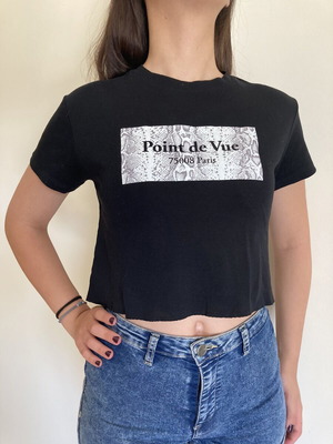 Point De Vue Paris short sleeve blouse like new, black