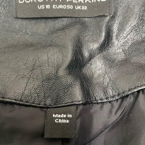 Dorothy Perkins biker jacket used, black faux leather, size UK 22