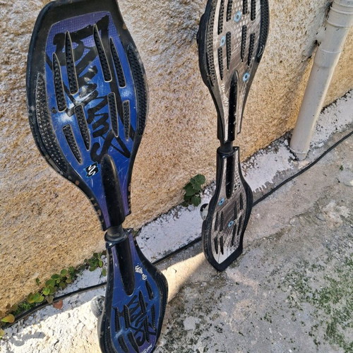 Stainless Steel Scooter and 2 Used Waveboards for Street Surfing