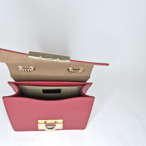 Furla Venere Mini Bag new, red leather crossbody with gold chain