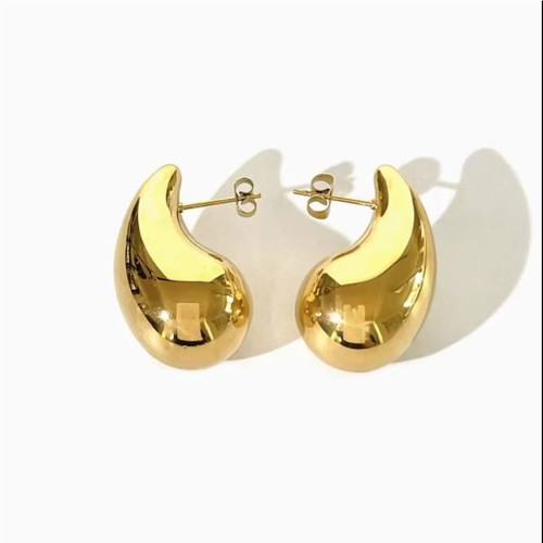Stainless steel thick teardrop earrings new, gold and silver