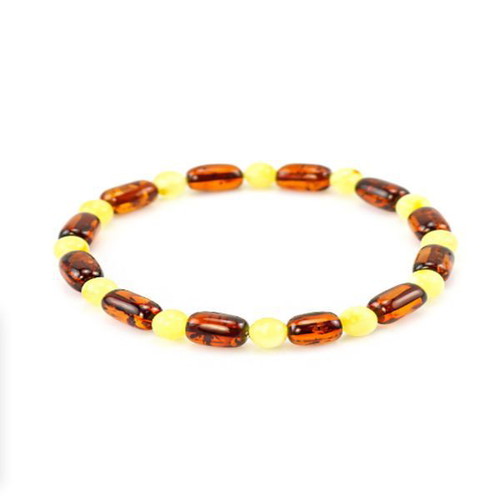 Bracelet made of genuine amber new with cognac cylinders and honey beads