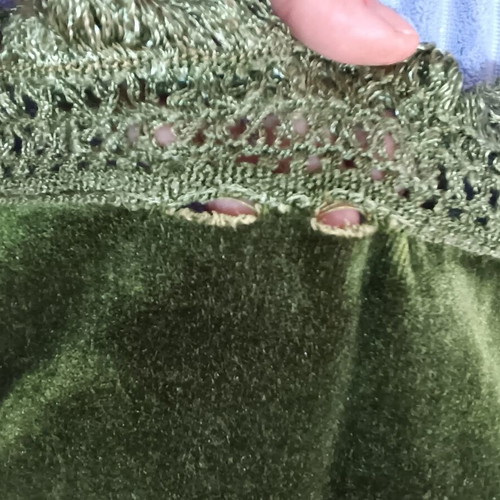 Velour vintage tablecloth used with some openings