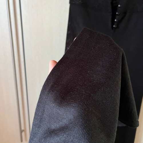 Knitted black salopette with buttons, size S, like new
